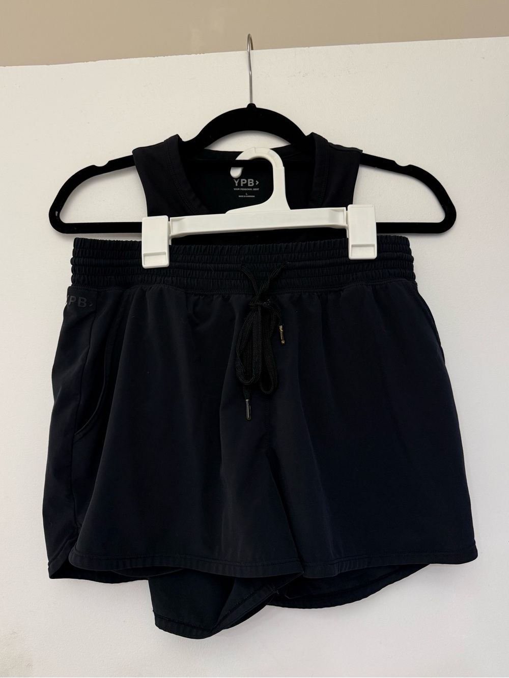 Abercrombie YPB Black SculptLUX Henley Crop Top & Lined Shorts Set (M/L)